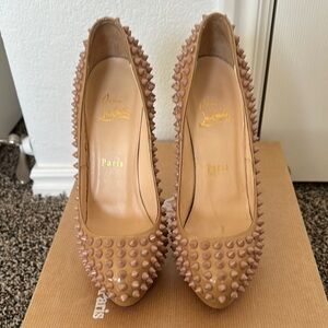 Christian Louboutin Tan Spiked Women's Heels